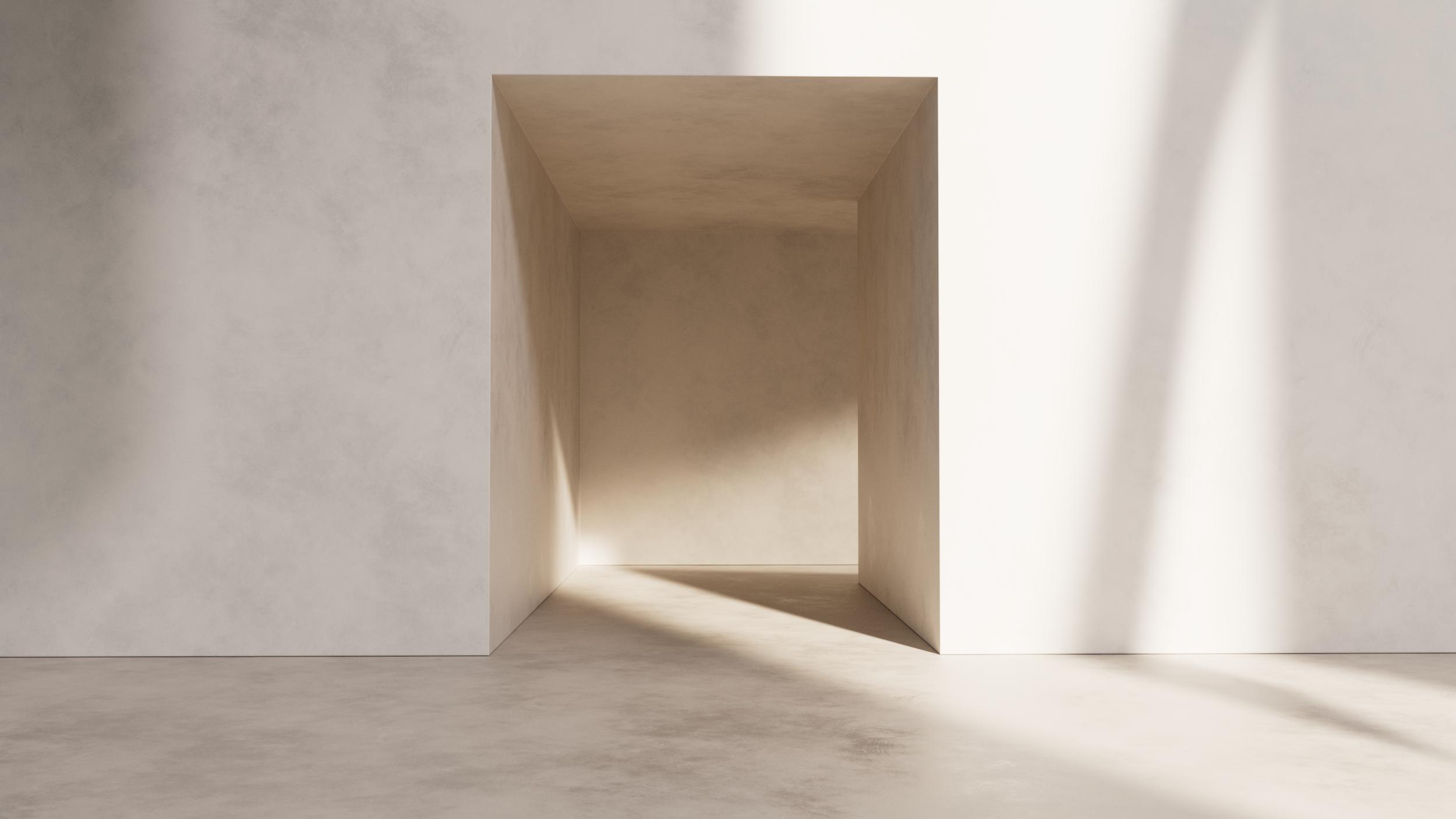 Spazio architettonico chiaro illuminato dalla luce naturale